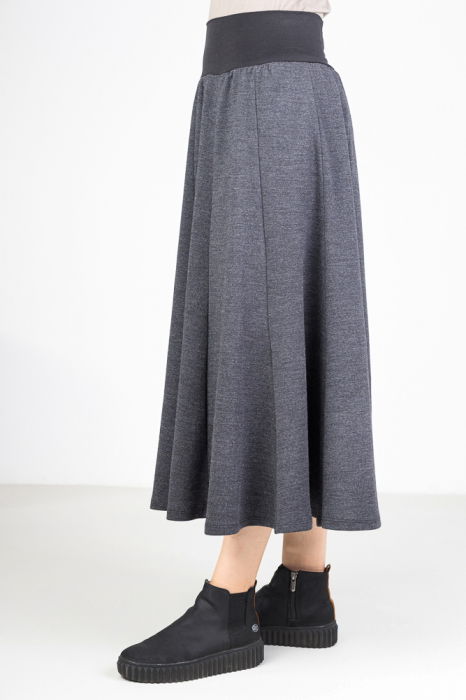 Fusta lunga in clini, din lana gri inchis [6]