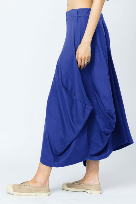 Fusta lunga in colturi, din bumbac, albastra [2]