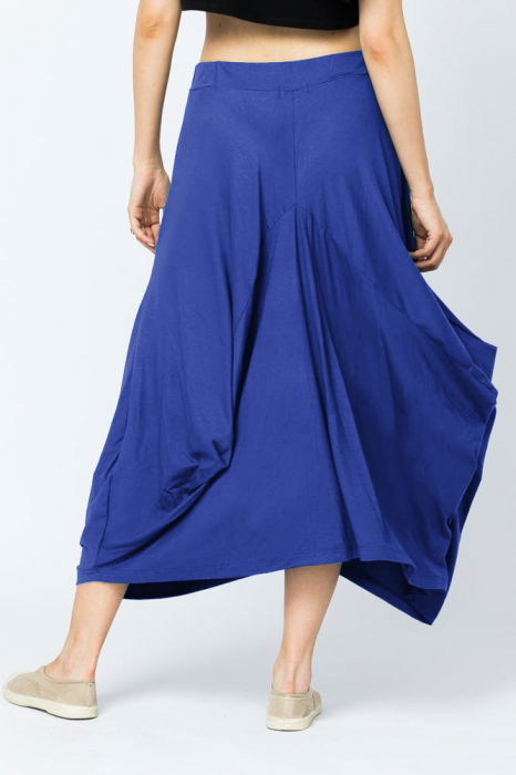 Fusta lunga in colturi, din bumbac, albastra [3]