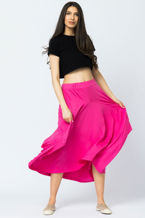 Fusta lunga in colturi, din tricot bumbac, fucsia [1]