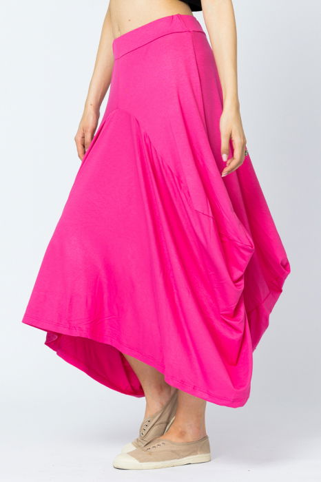 Fusta lunga in colturi, din tricot bumbac, fucsia [3]