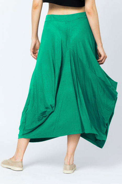 Fusta lunga in colturi, din bumbac, verde [3]