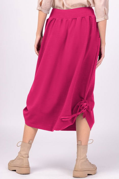 Fusta lunga, fucsia din bumbac, cu sireturi laterale la baza [3]