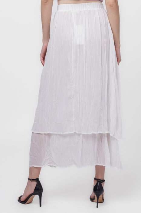 Fusta lunga, suprapusa, creponata, alba [3]