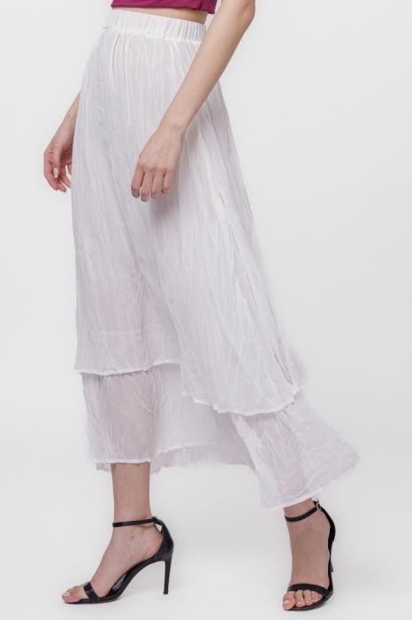 Fusta lunga, suprapusa, creponata, alba [2]