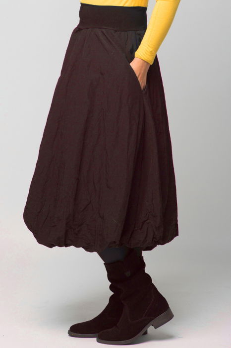 Fusta maro midi, tip gogosar, din tafta cu memorie [3]