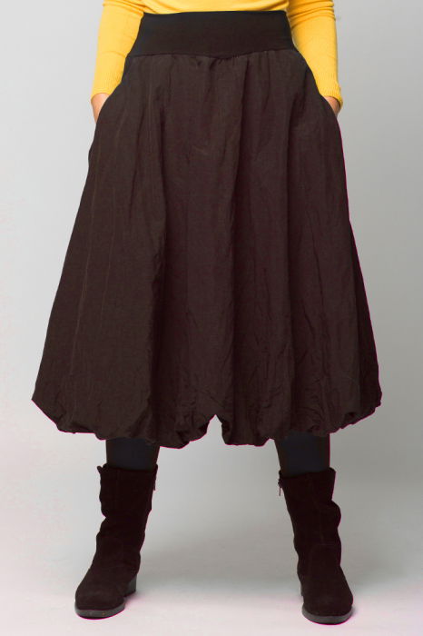 Fusta maro midi, tip gogosar, din tafta cu memorie [2]