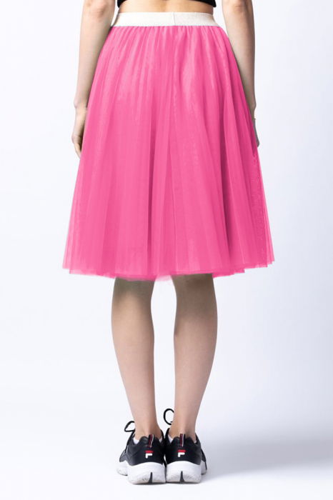 Fusta midi din tulle plisat, roz [3]