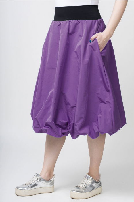 Fusta mov midi, tip gogosar, din tafta [3]