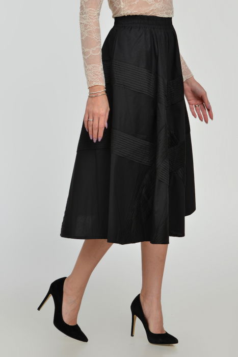 Fusta neagra clos din bumbac satinat cu aplicatii [4]