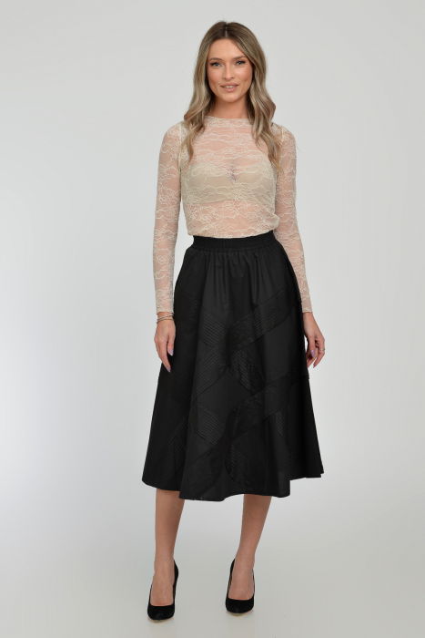 Fusta neagra clos din bumbac satinat cu aplicatii [6]