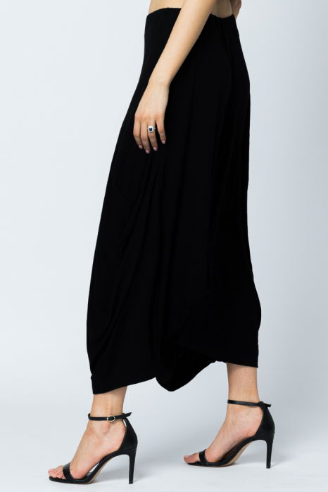 Fusta lunga in colturi, din tricot subtire de bumbac, neagra [3]