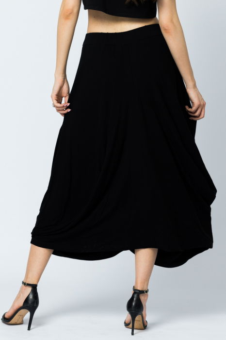 Fusta lunga in colturi, din tricot subtire de bumbac, neagra [4]