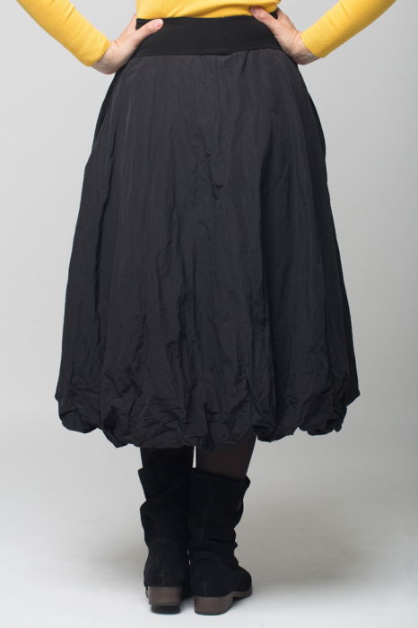 Fusta neagra midi, tip gogosar, din tafta cu memorie [3]