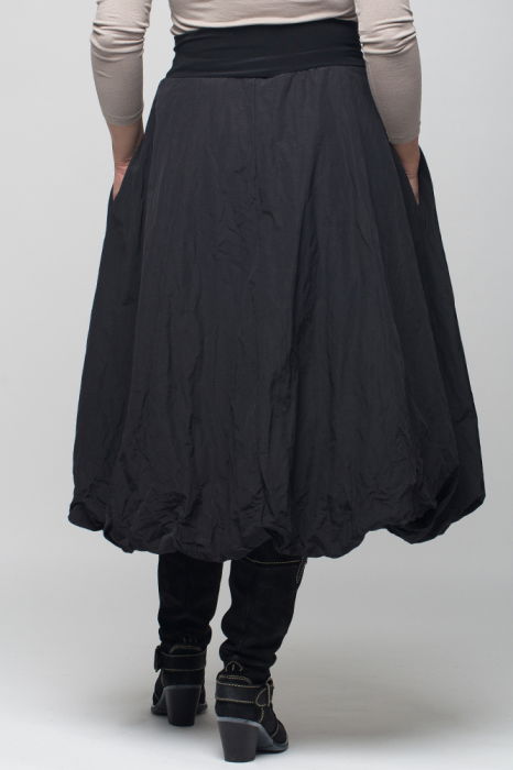 Fusta neagra midi, tip gogosar, din tafta cu memorie [6]