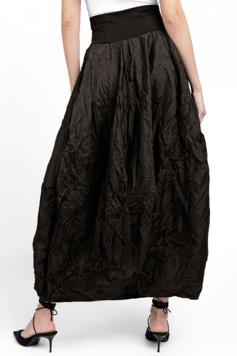 Fusta maro inchis lunga, tip lalea, din tafta cu memorie [2]