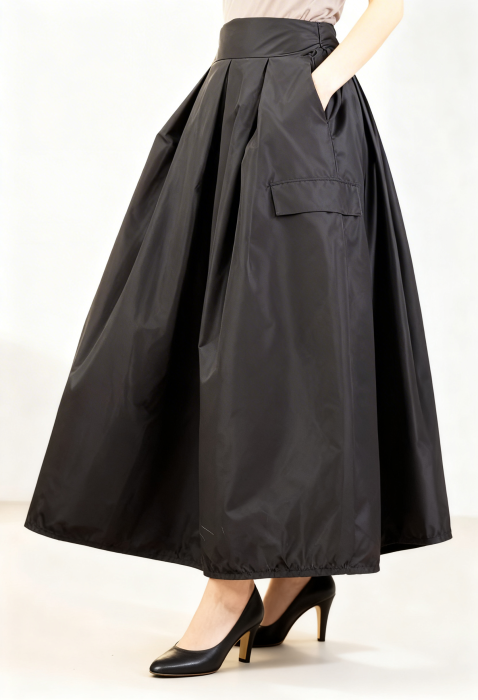 Fusta neagra, maxi ampla din tafta [2]