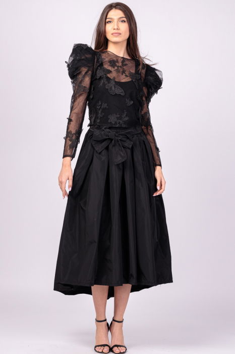 Fusta neagra cu trena, ampla, din tafta [2]