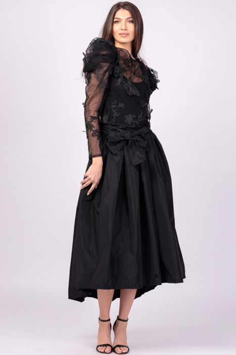 Fusta neagra cu trena, ampla, din tafta [3]