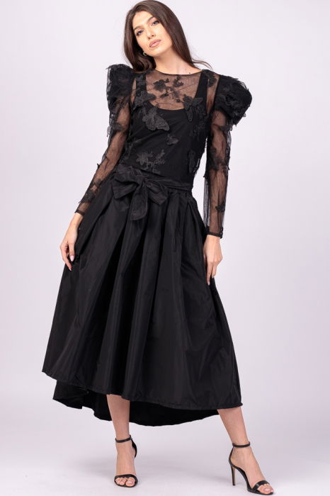 Fusta neagra cu trena, ampla, din tafta [4]