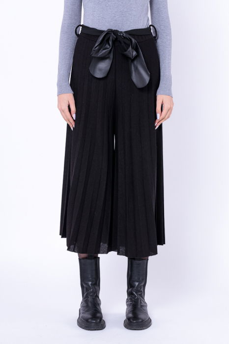 Fusta pantalon din jerseu plisat negru [3]