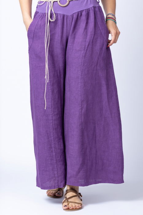 Fusta pantalon mov casual, din in, cu o curea fancy [2]