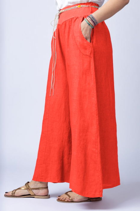 Fusta pantalon corai, casual, din in, cu o curea fancy [2]