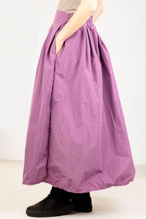 Fusta mov liliac, maxi, ampla din tafta [2]