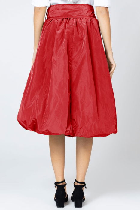 Fusta rosie midi, tip gogosar, din tafta [3]