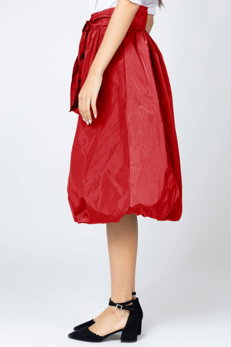 Fusta rosie midi, tip gogosar, din tafta [2]
