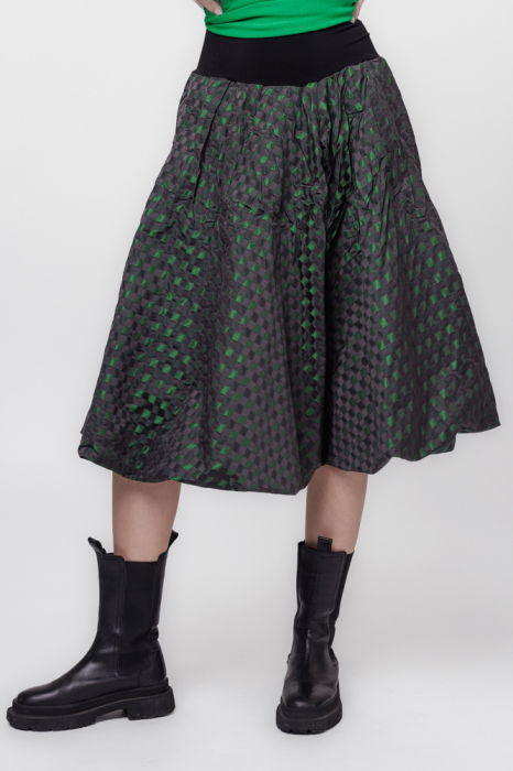 Fusta tip gogosar din tafta negru cu verde [2]