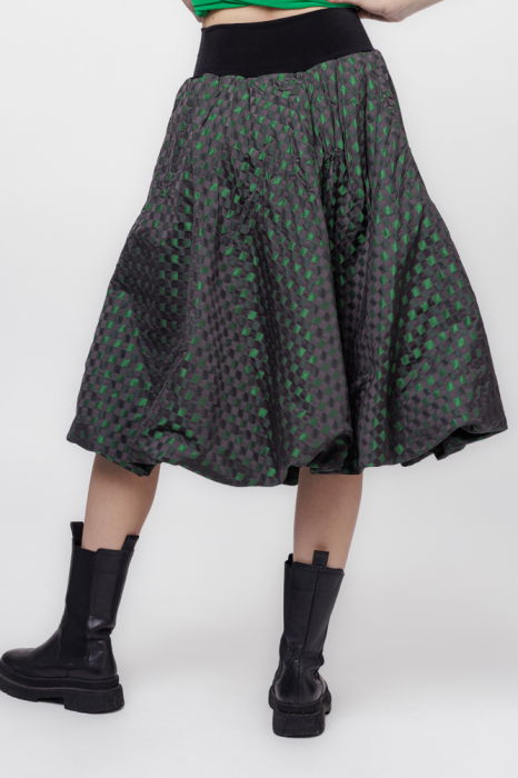 Fusta tip gogosar din tafta negru cu verde [4]