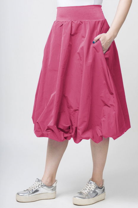 Fusta tip gogosar din tafta, roz inchis [3]