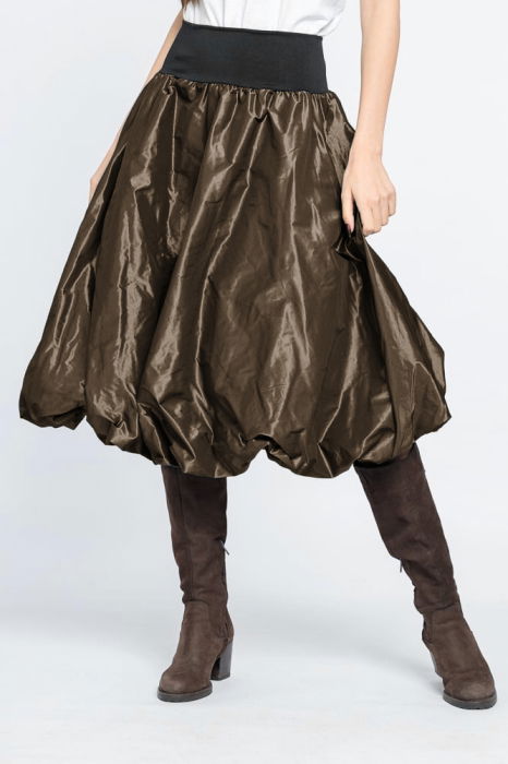 Fusta tip gogosar din tafta, maron coffe metalizat [2]