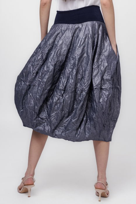 Fusta midi din tafta, tip lalea, argintiu cu bleumarin [2]