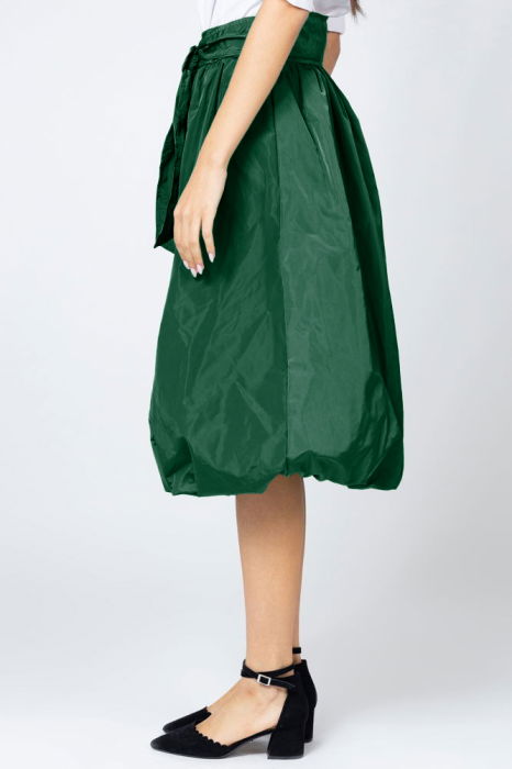 Fusta verde inchis midi, tip gogosar, din tafta [2]