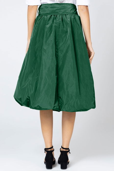 Fusta verde inchis midi, tip gogosar, din tafta [3]