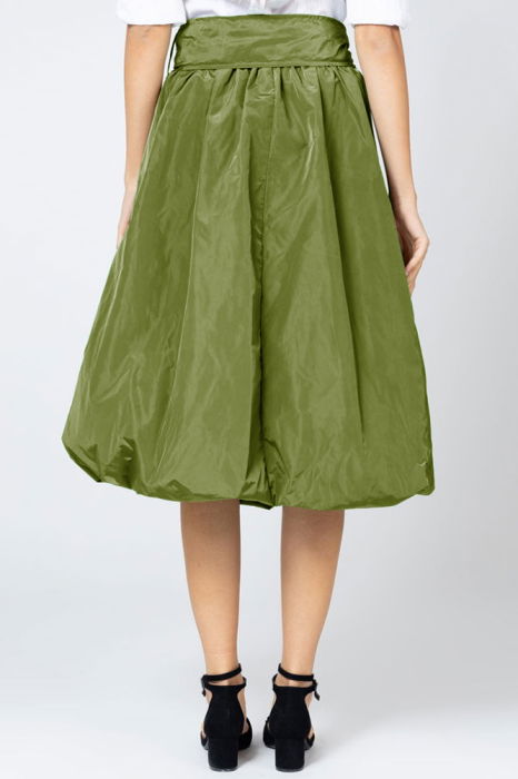 Fusta verde midi, tip gogosar, din tafta [3]