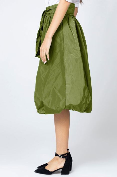 Fusta verde midi, tip gogosar, din tafta [2]