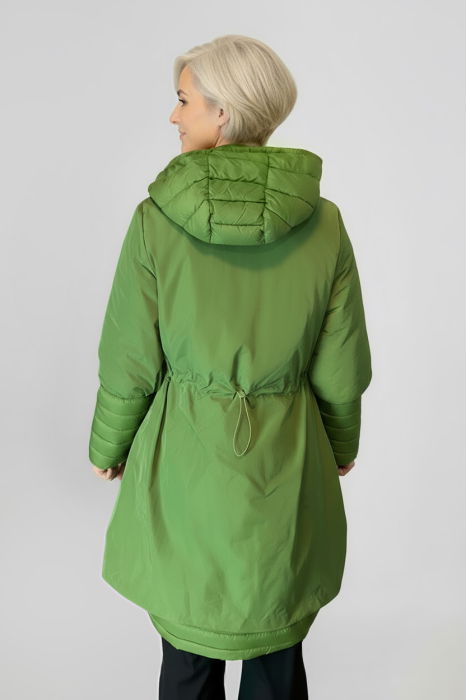 Geaca A line, ajustabila in talie si jos, cu fermoar si gluga, verde [2]