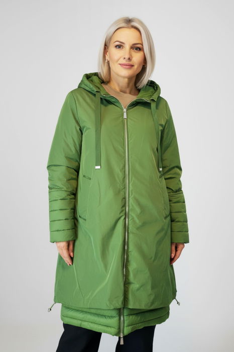 Geaca A line, ajustabila in talie si jos, cu fermoar si gluga, verde [1]