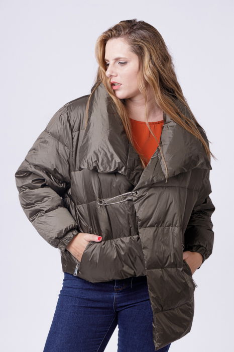 Geaca asimetrica, kaki, de oras, cu umplutura din puf de gasca [4]