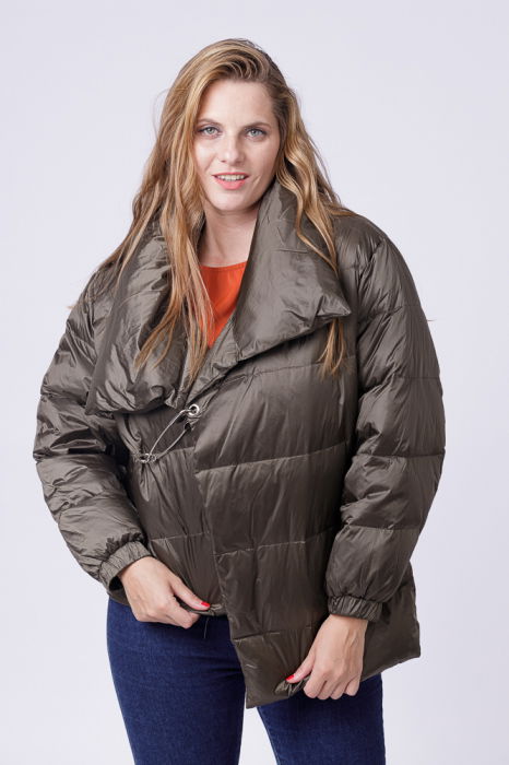 Geaca asimetrica, kaki, de oras, cu umplutura din puf de gasca [1]