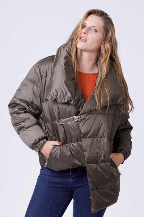 Geaca asimetrica, kaki, de oras, cu umplutura din puf de gasca [5]