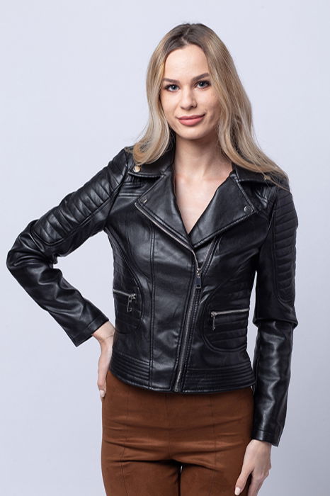 Geaca biker neagra din piele ecologica [1]