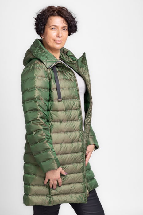 Geaca midi cu umplutura din puf de gasca, verde metalizat [3]
