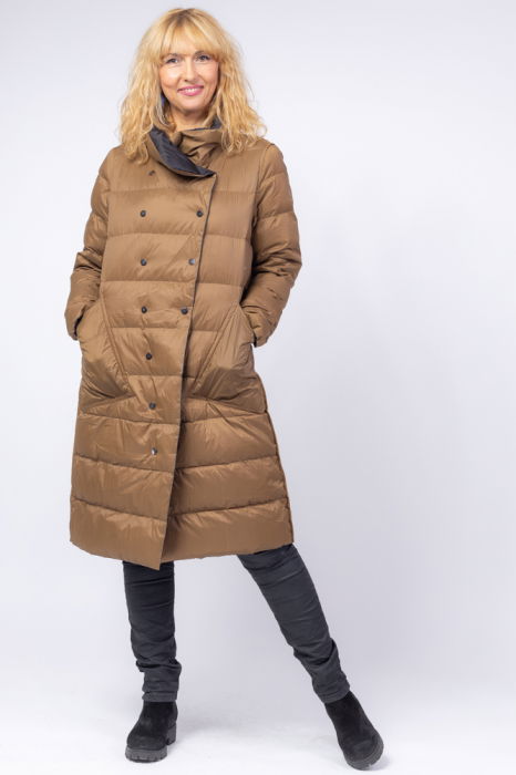 Geaca cu doua fete si umplutura din puf de gasca, negru - camel [3]