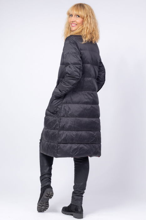 Geaca cu doua fete si umplutura din puf de gasca, roz inchis - negru [2]