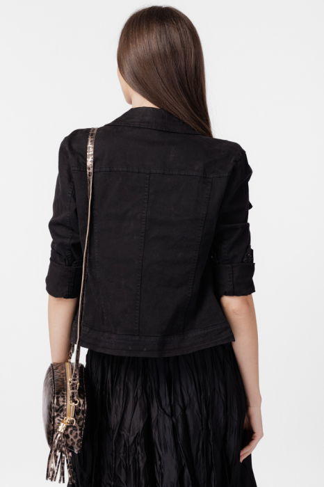 Geaca dama subtire, de blugi, cambrata, neagra [3]