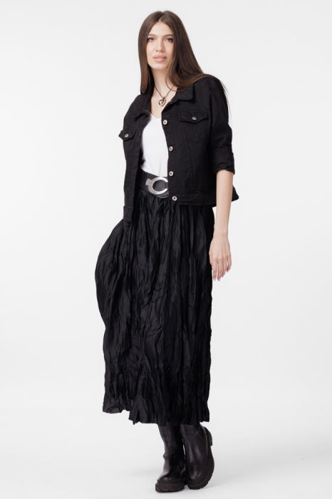 Geaca dama subtire, de blugi, cambrata, neagra [5]